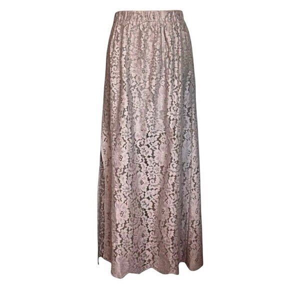 NWT Gold Hawk Flora Lace Midi Skirt Sz L Beige Side Slit Romantic Fairy 90s Y2K - Picture 10 of 10